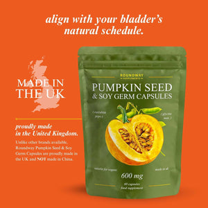 Pumpkin Seed and Soy Germ Capsules | Bladder Strength Supplements | High Strength 600Mg per Serving, 60 Capsules, Vegan & Gluten Free, Made in the UK