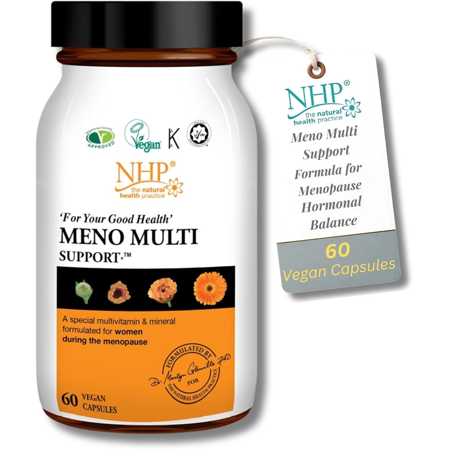 NHP Advanced Meno Multi Support - Multivitamin Formula for Menopause Health, Hormonal Balance, Bone Strength and Overall Well-Being,Gluten - Free, Dairy Free,60 Vegan Capsules