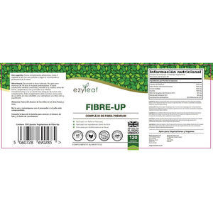 Ezyleaf Fibre-Up Glucomannan Capsules Konjac Fibre Capsules + Inulin, Psyllium Husk, Acidophilus Probiotic, Acacia Fibre Prebiotics Diet | 120 Vcaps | UK ISO Certified, Non-Gmo, Vegan, Allergen Free
