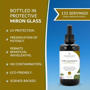 Zinc Sulphate 100Ml Liquid Supplement Drops | 4 Months Supply, 133 Servings per Bottle. No Sugar or Artificial Additives | 100% RI per Serving | UK Made & Vegan