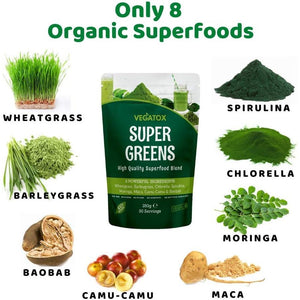 Organic Super Greens Powder 50 Servings | Boost Energy, Digestion & Immunity | Green Powder Superfood | Vegan, 100% Natural & Alkaline | No Gluten, No Artificial Ingredients