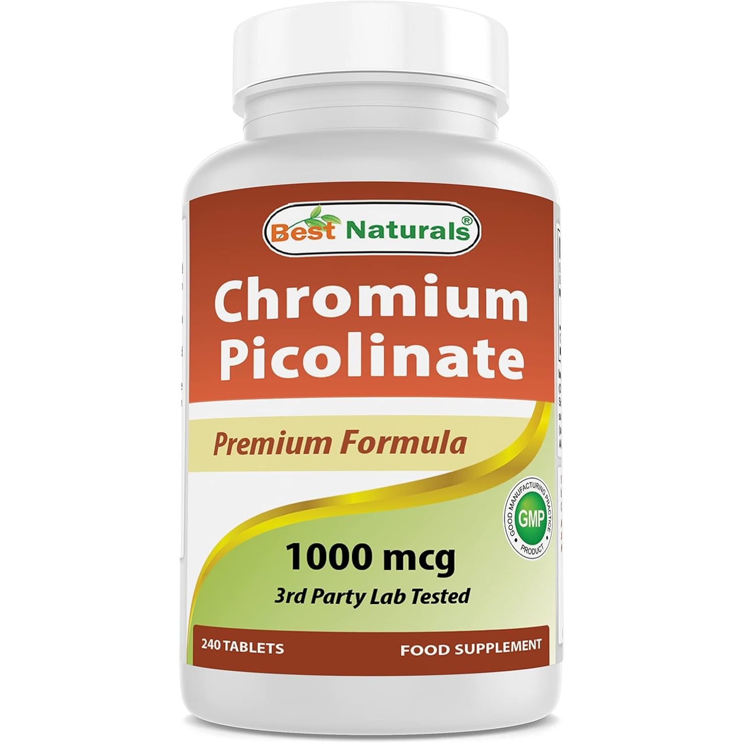 Best Naturals Chromium Picolinate 1000 Mcg Tablet - Supports Healthy Blood Sugar Levels, 240 Count