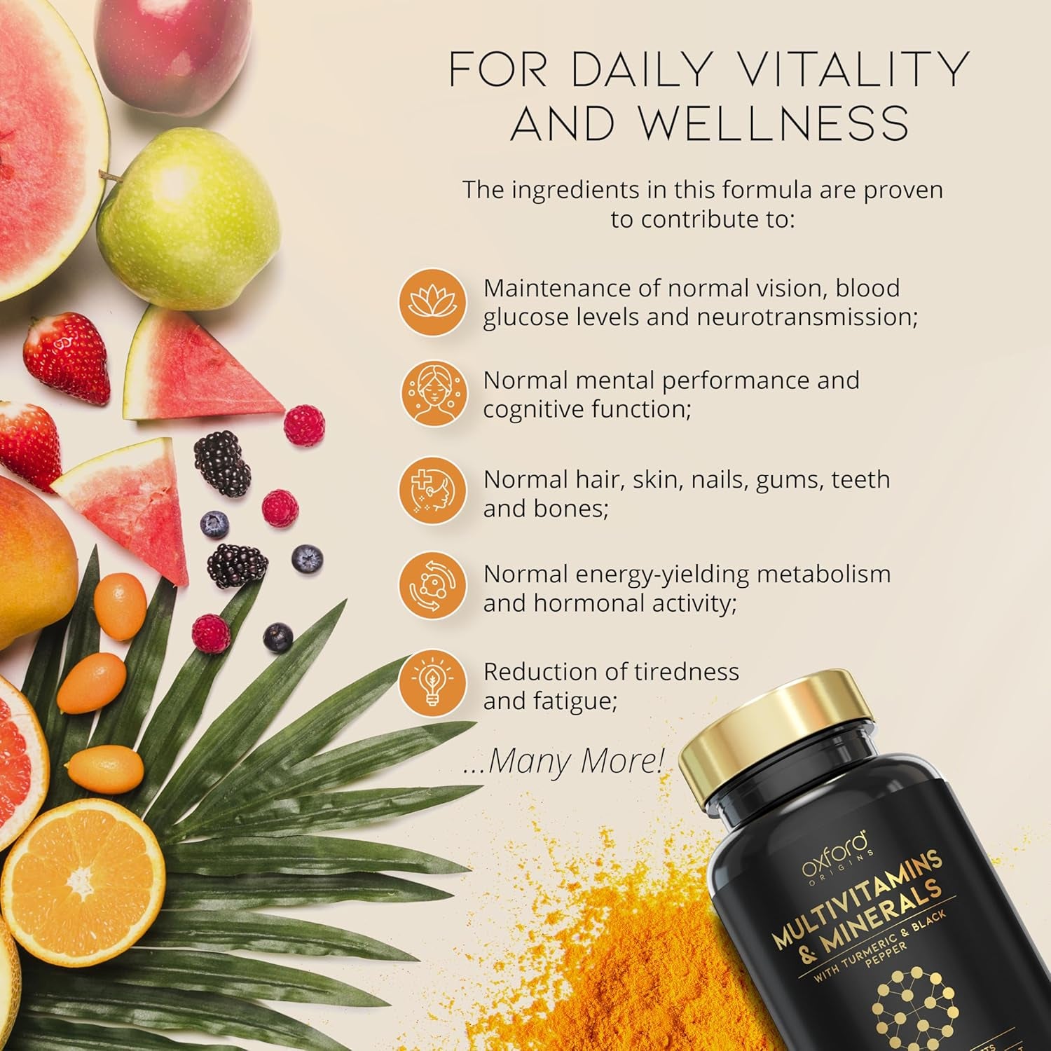 Award Winning A-Z Multivitamins and Minerals Boosted with Turmeric | Made in the UK | Vegan Multivitamin Tablets for Women & Men | 100% NRV Multivitamin with 27 Key Nutrients | 180 Capsules