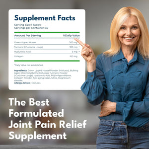 Haybio Joint Pain Relief - Twin Pack - 60 Tablets - High Strength Formula -Joint Care Supplements - Green Lipped Mussel - Turmeric - Collagen - Hyaluronic Acid - -Fast Acting - Knee Pain Relief