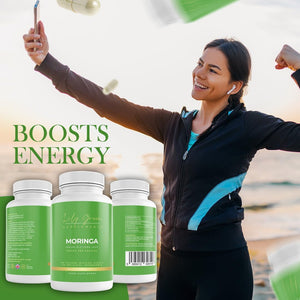 Lily Green Organic Moringa Capsules | 1500Mg per Serving Amino Acid Supplements | Rich in Vitamins, Calcium, Iron, Potassium & Antioxidants | No Artificial Additives | 90 Vegan Capsules | Made in UK