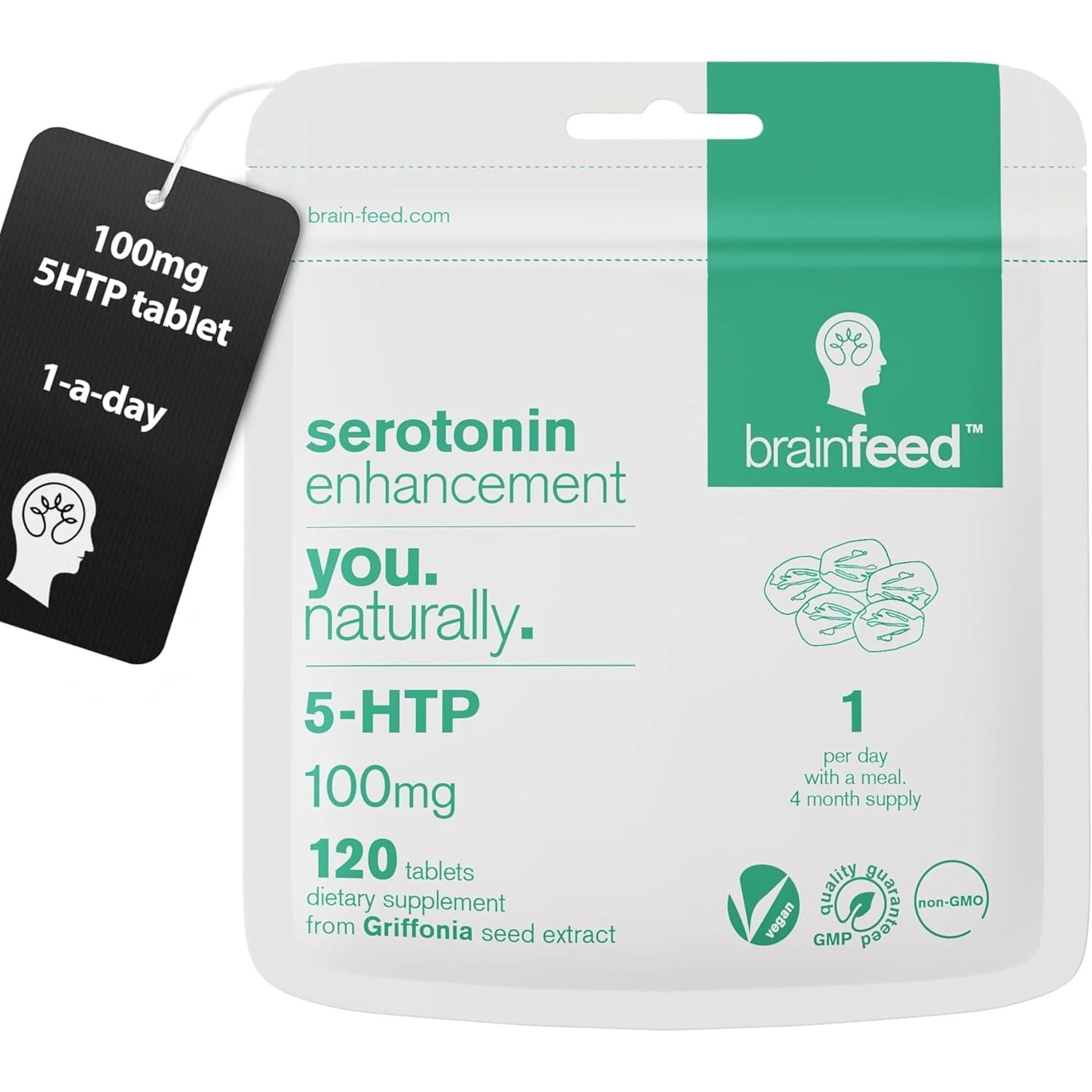 5HTP 100Mg | Serotonin Supplements | 120 Tablets - 1 a Day | 5 HTP High Strength | 1200Mg Griffonia Seed Extract | Mood Booster | Natural 5-HTP Supplement | UK Manufactured