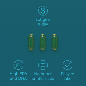 Fish Oil Omega 3 Capsules High Strength - 3000Mg Triple Potency - Easy to Swallow with No Fishy Aftertaste - 120 Softgels - UK Made Omega 3 Supplements High in DHA & EPA - Pure & Sustainable Fish Oil