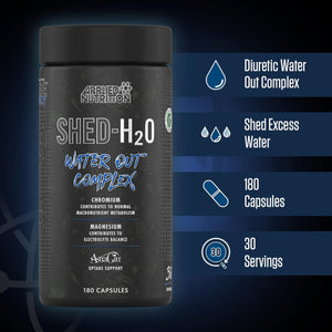 Applied Nutrition Shed H20 Water Out - ABE All Black Everything Water Out Complex, Help to Shed Excess Water, Perfect for Bodybuilding Athletes, 180 Capsules - 30 Servings