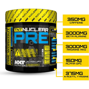 NXT Nutrition TNT Nuclear Pre Workout – Pre Work Out Energy Drink| L-Citrulline, Beta Alanine, Caffeine for Pump, Endurance & Focus - 40 Servings Mixed Candy, Vegan (ICY Blue Razz)
