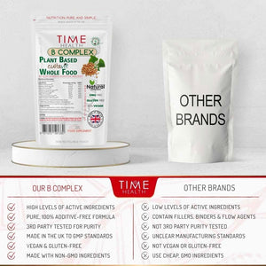 Vitamin B Complex - Whole Food & Plant-Derived - Natural, Non-Synthetic B Vitamins - Highly Bioavailable - Methylated B9 & B12 - Cultavit® - Zero Additives - UK Made - Pullulan (120 Capsule Pouch)