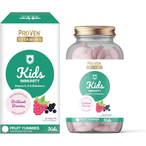 Proven Children'S Vitamins - Immune System Booster Kids - 60 Delicious Chewable Daily Immunity Tablets with Vitamin C, D & Elderberry Extract, Carefully Formulated for Bone, Teeth & Muscle Health