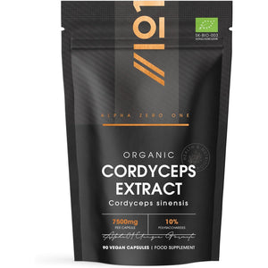 Organic Cordyceps Mushroom Extract 7500Mg – High Strength Polysaccharides Supplement – 90 Vegan Capsules (3 Months Supply) – Resealable and Recyclable Pouch – by Alpha01