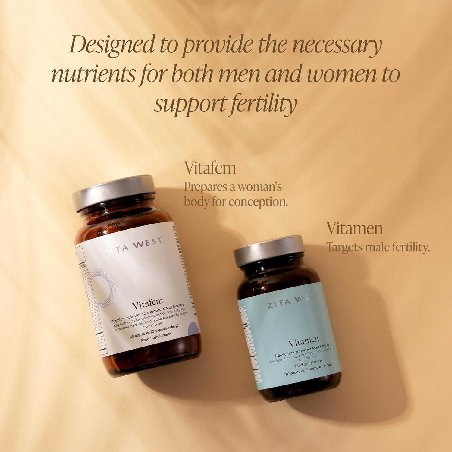 Zita West Couple Bundle - Vitafem & Vitamen Multivitamins - 60 Female Caps & 30 Male Caps (1 Month Supply)