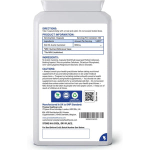 NAC N-Acetyl-Cysteine 600Mg | 120 Capsules of Nac N-Acetyl-Cysteine | Vegan N-Acetyl-Cysteine Nutritional Supplements | High Bioavailability & No Fillers | UK Manufactured by Prowise Healthcare