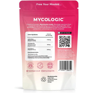 Mycologic Lions Mane Mushroom Gummies for Adults, 30 Servings - Natural Clarity & Focus Gummies with Ashwagandha & Aronia Berry - Raspberry & Vanilla Flavour Brain Boost Supplement - 1 Month Supply