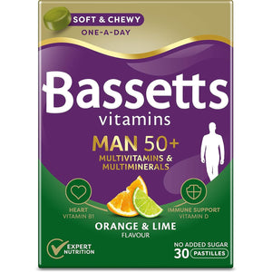 Bassetts Vitamins Man 50+ Multivitamins & Multiminerals Orange & Lime Flavour 30 Gummy Pastilles