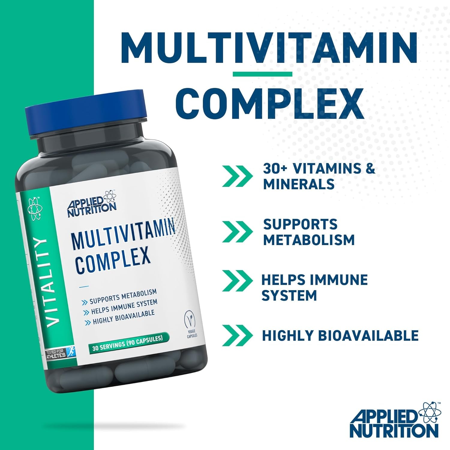 Applied Nutrition - Multi-Vitamin Complex - Advanced Formula - Best Nutritional Support - Best Cognitive Function - Optimal Health Boost (90 Capsules)
