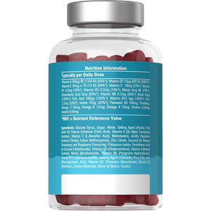 Kids Multivitamin Omega 3 6 9 Gummies | 120 Count | 19 Nutrients with Vitamin A, B12, C, D and Zinc | Natural Berry Flavour | Vegetarian Friendly Formula | by Horbaach