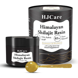 HJCARE Himalayan Shilajit Resin 30G - 100% Pure Gold Grade for Men & Women, 60 Servings for Energy Boost & Immune Support, 75%+ Fulvic Acid & Vitality Booster