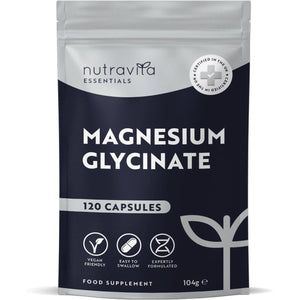 Magnesium Glycinate Supplements 1000Mg – 2 X 500Mg Magnesium Bisglycinate Caps per Serving - 120 High Strength Capsules Providing 200Mg Elemental Magnesium - Magnesium Tablets Alternative - Nutravita