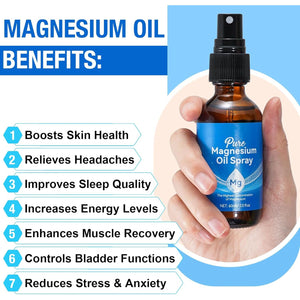 Magnesium Spray,Pure Magnesium Oil Spray,Magnesium Oil for Feet with Natural High Concentration Magnesium Easy Absortion Replenish Body'S Magnesium,Topical Glass Bottle,Gluten Free,2 Fl Oz