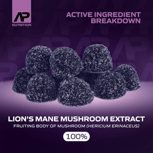 Lions Mane Gummies - 1000Mg Lions Mane Mushroom Gummies - Delicious Mixed Berry Flavour Mushroom Supplement (60 Vegan Gummies)