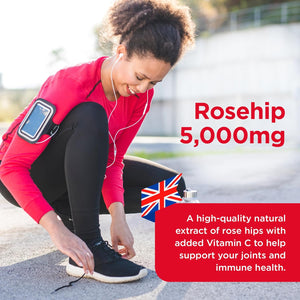 Healthspan Rose Hip 5,000Mg (120 Tablets) | Supports Joints & Immune Health | Helps Maintain Healthy & Flexible Joints | Added Vitamin C | High in Flavonoids & Polyphenols | Vegan