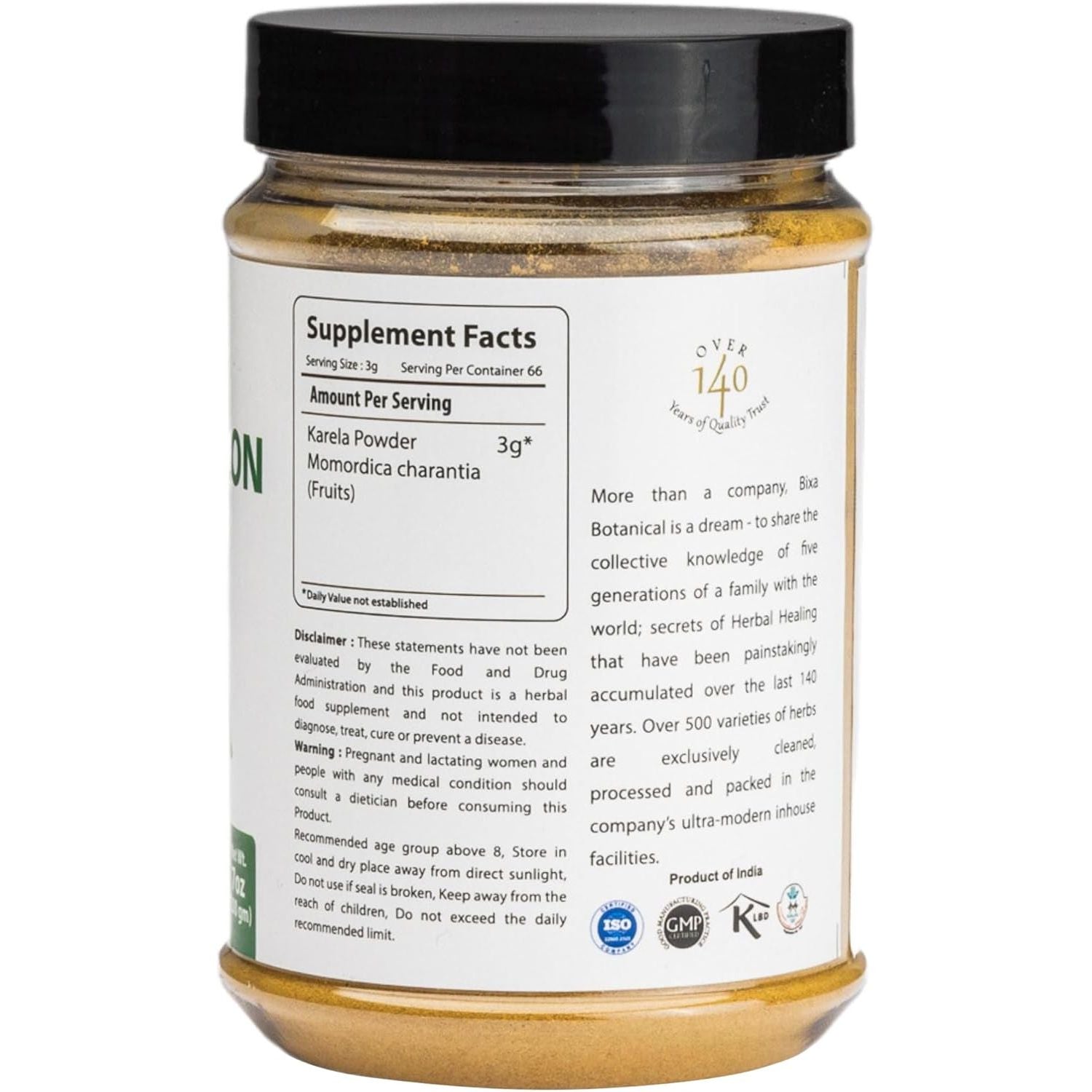 Bitter Melon Powder (Momordica Charantia / Karela Fruit Powder) | Ayurvedic Herb for Blood Sugar Control & Improves Liver Function | Herbal Supplement for Skin and Stomach (7Oz/200G)