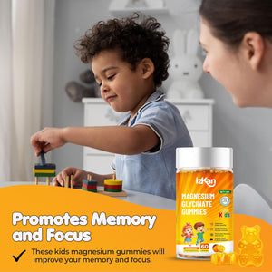 Magnesium Glycinate Gummies 100Mg for Kids, Calm Magnesium Gummies for Sleep, Relaxation, Brain, Focus, Bone, No Melatonin, Gluten Free, Non GMO, Vegan, 60 Gummies (1)