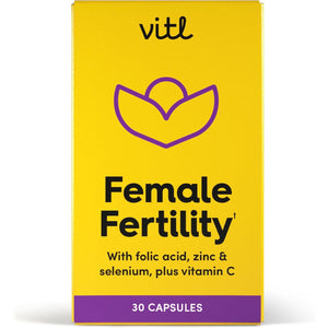 Vitl Female Fertility Supplement - 30 Vegan Capsules - Includes Folic Acid, Vitamin B12 & Zinc - Formulated with 17 Essential Nutrients & Vitamins - Conception Support for Women - 1 Month Supply