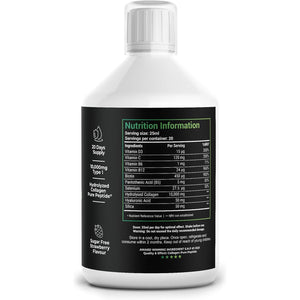 Nutrality High Strength 10,000Mg Marine Collagen for Skin, Hair, Nails and Joints | Hydrolysed Collagen Pure Peptides Drink Infused Hyaluronic Acid | Vitamin C, D and Biotin, Sugar Free Strawberry