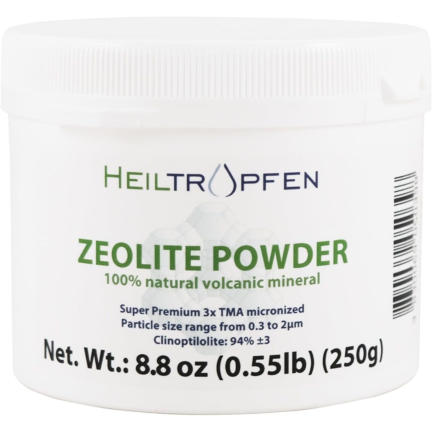 Zeolite Powder | 0.55 Pound - 250 G | Ultra FINE Less-Than 2 Μm | Clinoptilolite 94%+-3 | 3X Activated | Natural Mineral Dust | Heiltropfen®