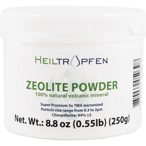 Zeolite Powder | 0.55 Pound - 250 G | Ultra FINE Less-Than 2 Μm | Clinoptilolite 94%+-3 | 3X Activated | Natural Mineral Dust | Heiltropfen®