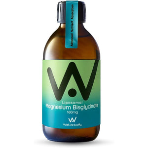 WELL ACTUALLY Liposomal Magnesium Glycinate High Strength 2000Mg - High Bioavailability Liquid Magnesium Bisglycinate Supplement for Brain, Muscle, Sleep Support - Lime & Blackberry (250 Ml)