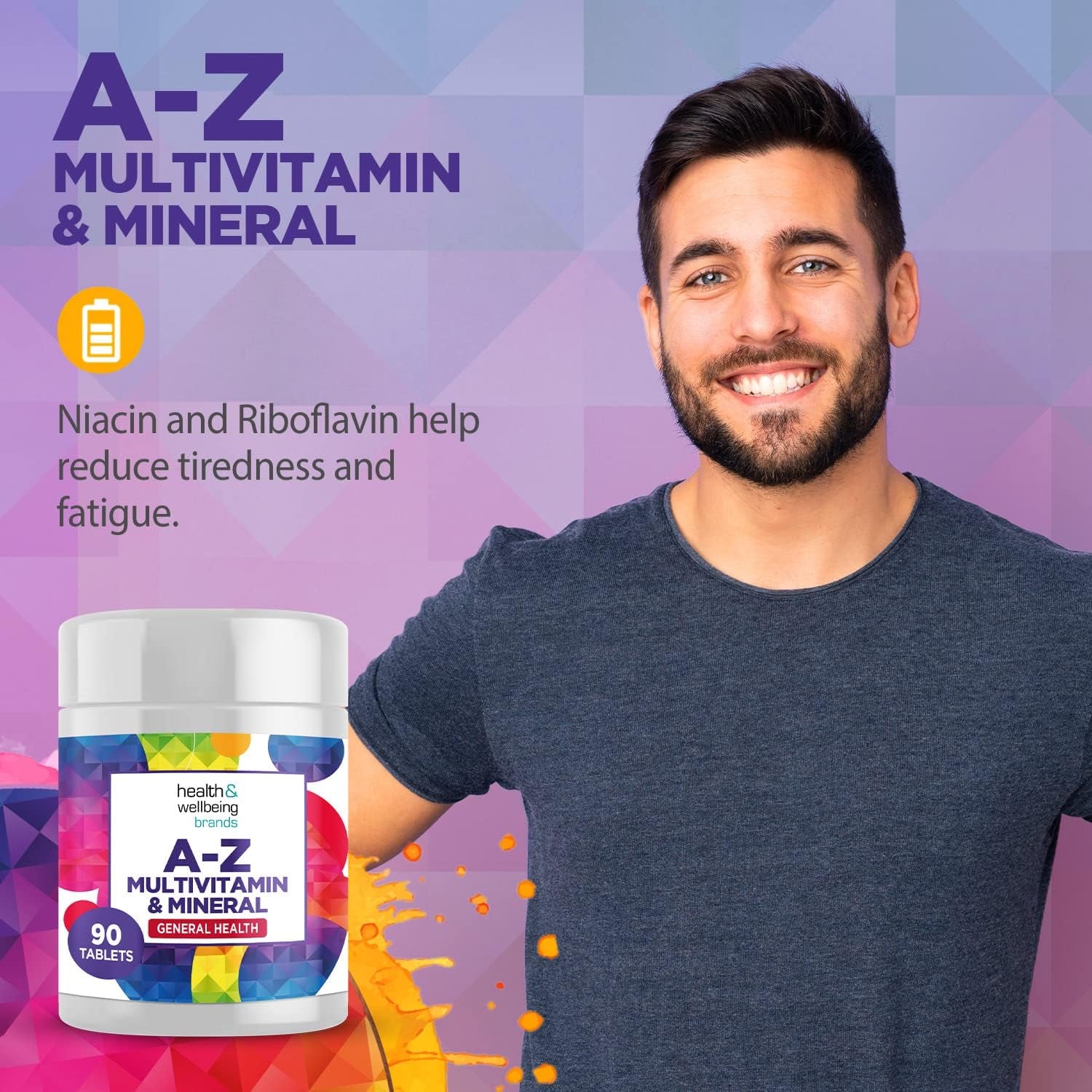 A-Z Multivitamin and Minerals Tablets, Vitamins for Men'S and Women'S, 23 High Strength Vitamins and Minerals Including Iron, Zinc Vitamin C and More (90)