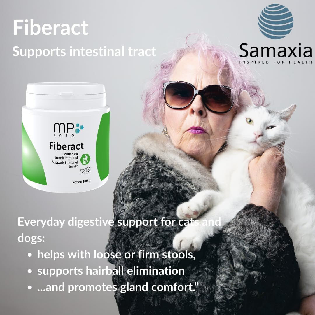 Fiberact for Dogs & Cats – Natural Gut Health & Gland Support – Helps Reduce Hairball Build-Up & Maintain Normal Stool Consistency – Supports Scooting Reduction – Blond Psyllium Powder 100G