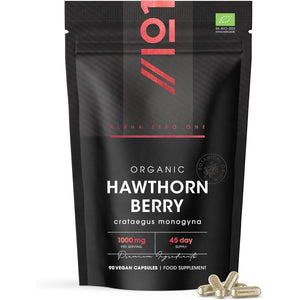 Organic Hawthorn Berry 1000Mg – High Strength Hawthorn Supplement – 90 Vegan Capsules – Resealable and Recyclable Pouch by Alpha01