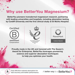 Betteryou Magnesium Sleep Body Spray, Made with Zechstein Magnesium Chloride and Essential Oils, Magnesium Supplement, Natural Sleep Aid, Palm-Oil Free, 100Ml (600 Sprays)