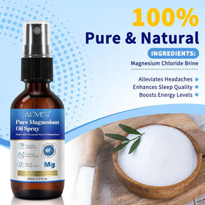 Pure Magnesium Oil Spray, 100% Natural Ultra Pure Magnesium Spray, Non-Gmo Magnesium Spray for Feet,Magical Magnesium Body Spray, Safe and Effective 60ML