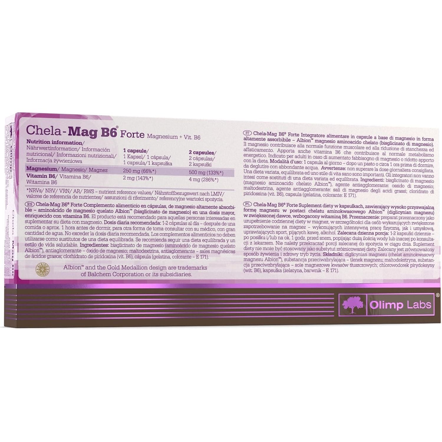 OLIMP Sport Nutrition Olimp Labs Chela-Mag B6 Forte Capsules, Pack of 60 Mega Capsules