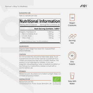 Organic Flaxseed Oil 1440Mg - 64% Omega 3-6-9 – 120 Vegan Liquid Capsules – Cold Pressed – Rich in Alpha Linoleic Acid, Linoleic Acid & Oleic Acid - by Alpha01