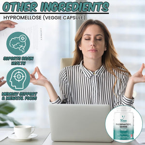 Vinco Phosphatidylserine Supplement - 120 High Strength Phosphatidylserine Capsules - 300Mg per Serving - Non GMO & Gluten Free
