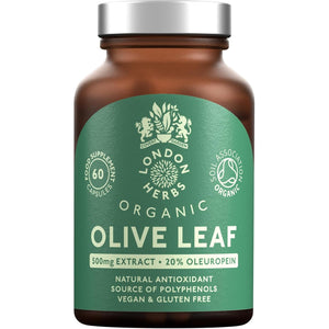 Organic Olive Leaf Extract Capsules | 500Mg OLE 20% Oleuropein | Vegan & Gluten Free Herbal Supplement | Made in the UK with Olive Leaves from Spain | Biodegradable Packaging