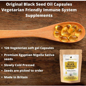 120 - Black Seed Oil Vegetarian Capsules - Cold Pressed Egyptian Oil, Soft-Gel Capsules.