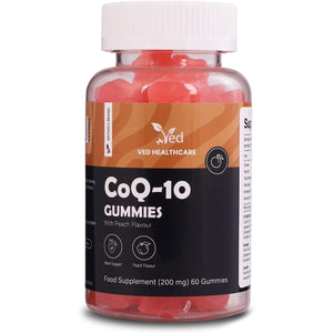 Ved Co Enzyme Q10 Gummies | Support Healthy Heart and Muscles, Promote Cellular Energy, Super Antioxdiant | Vegetarian & Vegan for Men and Women- 60 Chews 30 Days’ Supply