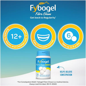 Fybogel Citrus Fibre Chews, 30 Tablets - Constipation Relief, Maintains Regularity