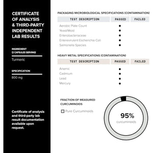 Turmeric Curcumin - Ultra High Potency 60:1 Extract with 95% Curcuminoids - 800Mg per Serving - Black Pepper & MCT Oil for Enhanced Absorption - Third-Party Lab Tested - 60 Capsules