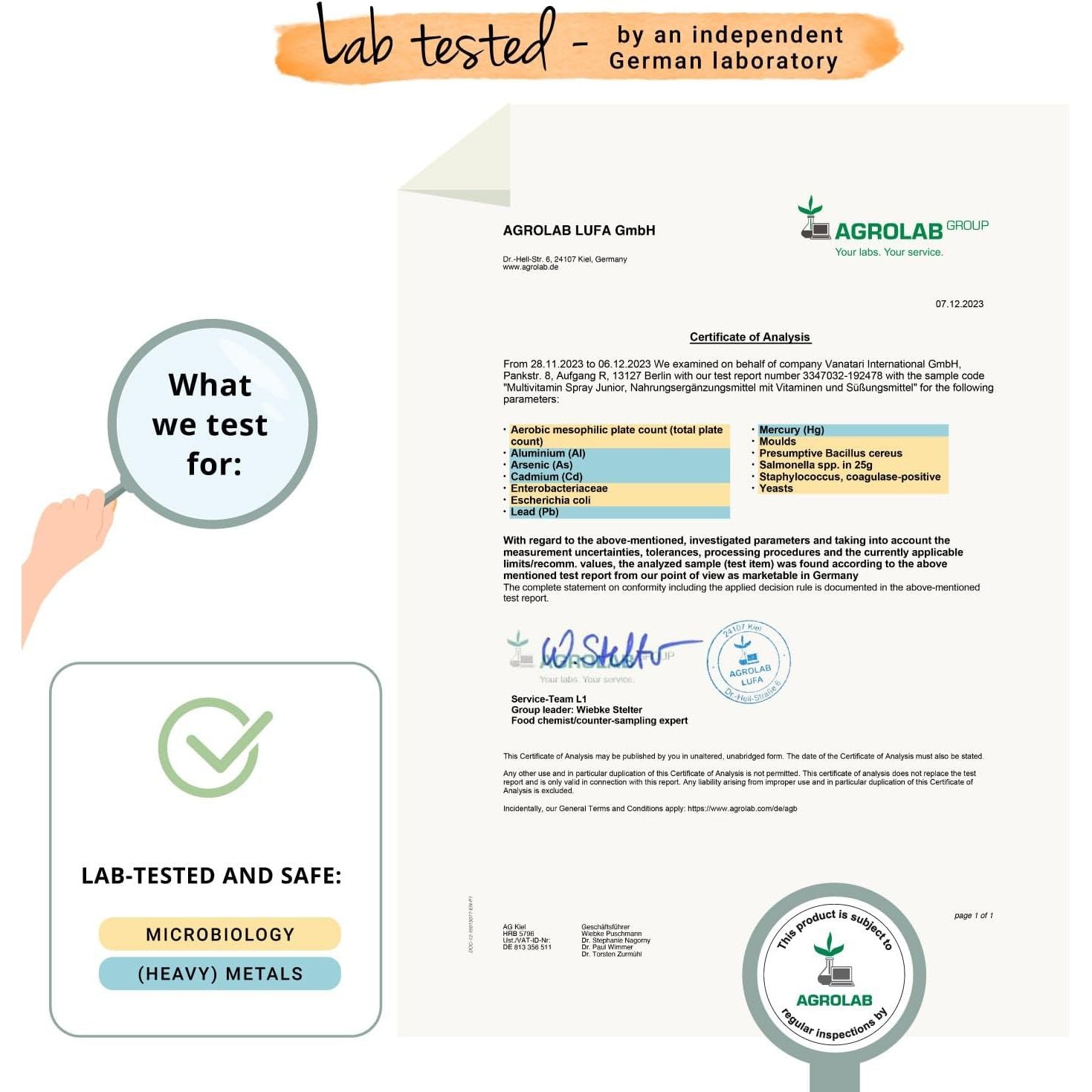 Vegavero Multivitamin for Kids Spray | No Added Sugar | NO Additives | Natural Orange Flavour | with Vitamin C, D3, E, K2 & All B Vitamins | 125 Sprays | Vegan