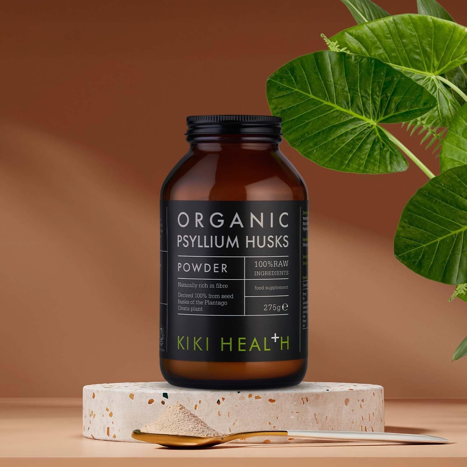 KIKI Health Premium Certified Organic Psyllium Husk Powder | 100% Soluble Fiber for Digestion, Gmo-Free, Rich in Nutrients, Gluten/Wheat-Free | Supports Digestive Wellness & Mineral Absorption - 275G