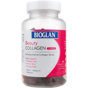 Bioglan Collagen Gummies | 1000Mg | Hydrolysed Marine Collagen | Biotin | Selenium & Vitamin C | Strawberry Flavoured | 60 Gummies